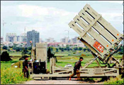 This Israeli anti-missile system, Iron Dome, is deployed near Ashqelon in southern Israel. Since its deployment, the system has intercepted Hamas missiles in real time. Photo: Eddie Israel/Israel Sun