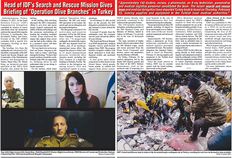 Head of IDF's Search and Rescue Mission Gives Briefing of 'Operation Olive Branches' in Turkey