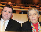 Yuli-Yoel Edelstein, Israel's Minister of Information and Diaspora (left) with Gabriela Shalev, Israel's UN Ambassador General Assembly Hall, under the direction of Maestro Isaak Tavior. General Assembly Hall Concert Photo: Courtesy of the UN People's photos: Gloria Starr Kins