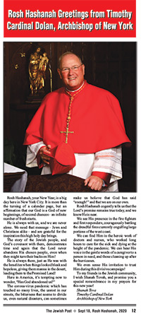 Rosh Hashanah Greetings from Timothy Cardinal Dolan, Archbishop of New York Rosh Hashanah Greetings from Timothy Cardinal Dolan, Archbishop of New York