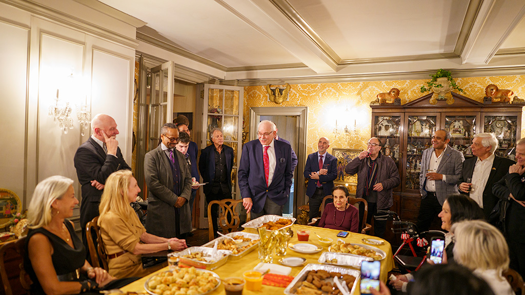 Henry Levy speaking (to his right) Fatmir Zajmi, Deputy Consul General of Kosovo, Gloria Kins, Alain Seckler, Luxenbourg UN attorney, friend, Barry Salman, retired Justice NYS Supreme Court, Bx, Tomaczek Bednarek, producer/director, Fran Spilke, author/philanthropist, (to levy’s left) Gennaro Durso, CEO Genescape, assistant to Bronx Borough President, JD Michaels, Executive Director, Mayor’s Office of Ethnic and Community Media, Elias Wexler, Executive Director, Romanian-American Chamber of Commerce, Jennifer Meirowitz, active at Kehilath Jeshurun & Ramaz, and Luisa Lopez Celada, award winning artist