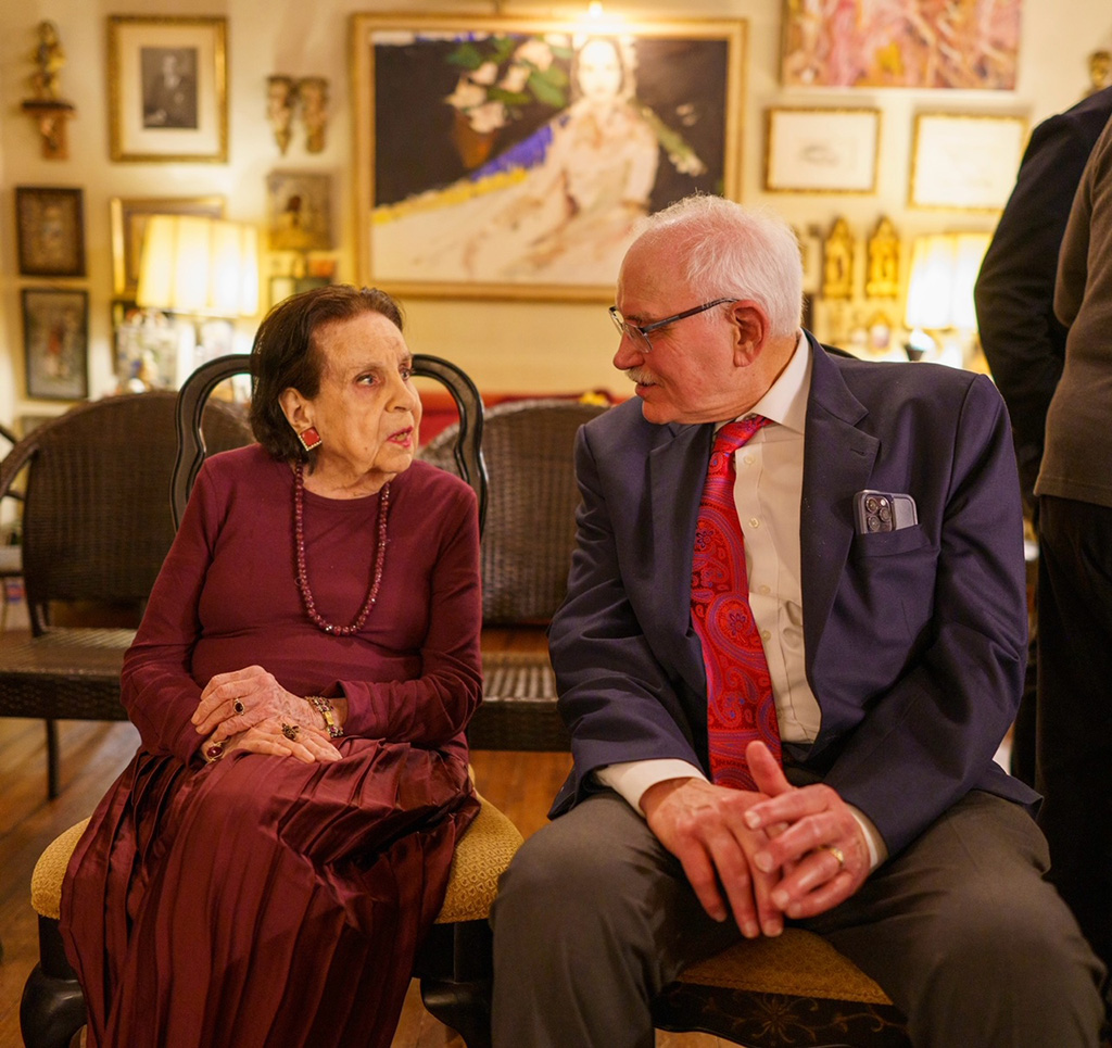 Gloria Starr Kins, President & Founder, Society & Diplomatic Review with long time friend and associate, Henry Levy, Jewish Post Publisher at her spectacular Manhattan residence