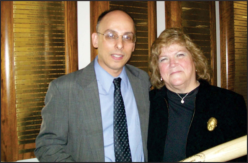 Rafael Medoff (left), the Founding Director of The Davis Wyman Institute for Holocaust Studies, and Linda Tosetti, the granddaughter of Babe Ruth.