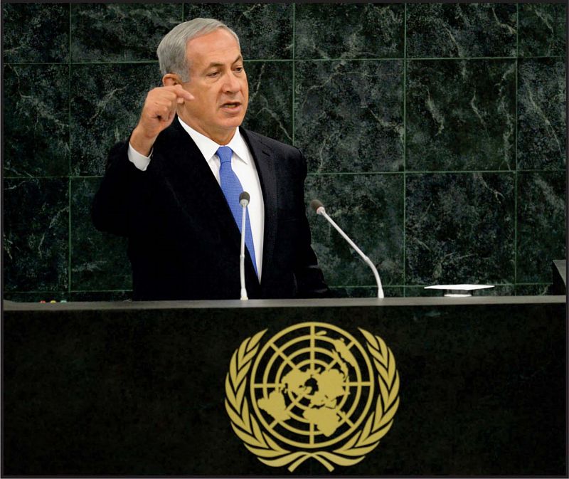 Israeli Prime Minister, Benjamin Netanyahu, addresses United Nations General Assembly. Netanyahu said that if forced, Israel would defend itself by itself. He emphasized that he does not believe Iranian president, Rohani and urged sanctions on Iran fortify.
Photo: Kobi Gideon/GPO for Israel Sun