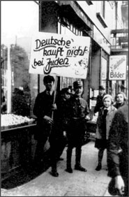 Nazi boycott of a Jewish store in Berlin during the 1930's